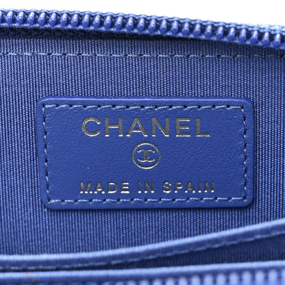 Chanel Caviar Quilted Boy Zip Around Coin Purse Wallet Blue 6 of 8