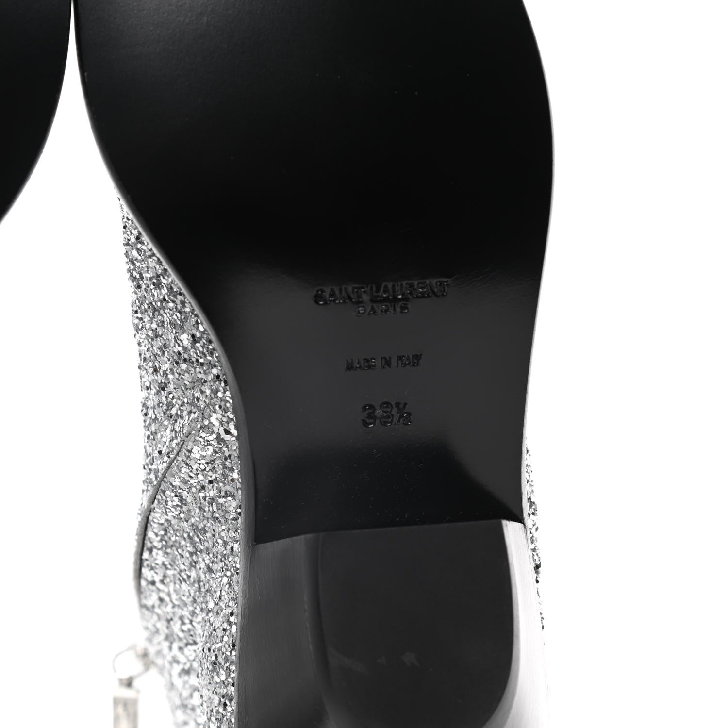 Saint Laurent Glitter Calfskin West 45 Boots 38.5 Silver 8 of 10