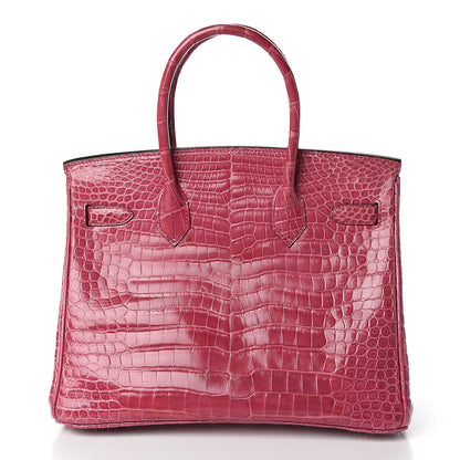 Hermes Shiny Porosus Crocodile Birkin 30 Rose Tyrien 3 of 36