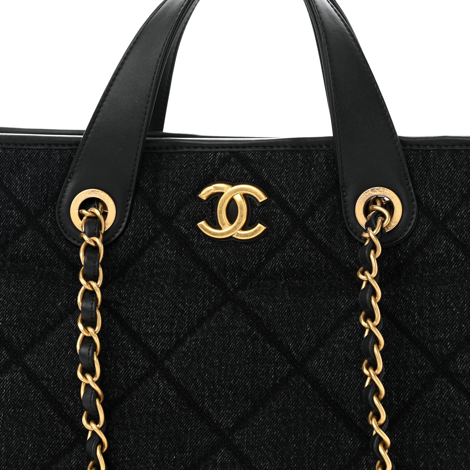 Chanel Denim Calfskin Quilted Small Deauville tote  Black 8 of 11