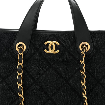 Chanel Denim Calfskin Quilted Small Deauville tote  Black 8 of 11