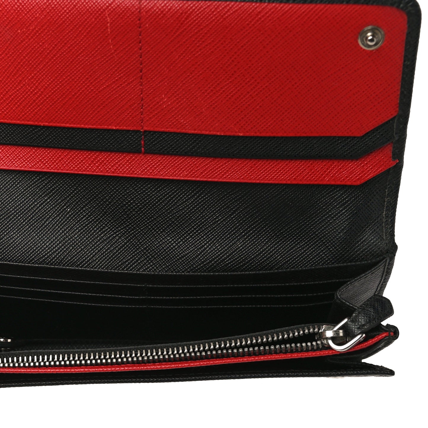 Saffiano Metal Continental Flap Wallet Black Fuoco
