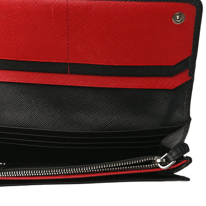 Prada Saffiano Metal Continental Flap Wallet Black Fuoco 6 of 11