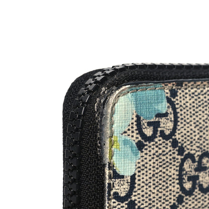 Gucci GG Supreme Monogram Blooms Zip Around Card Case Wallet Beige Blue Navy 8 of 11