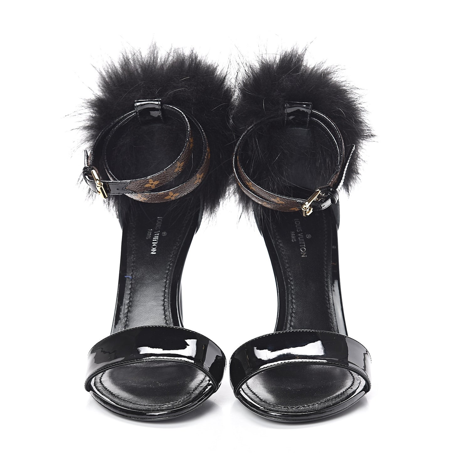 Patent Monogram Call Back Sandals 35.5 Black