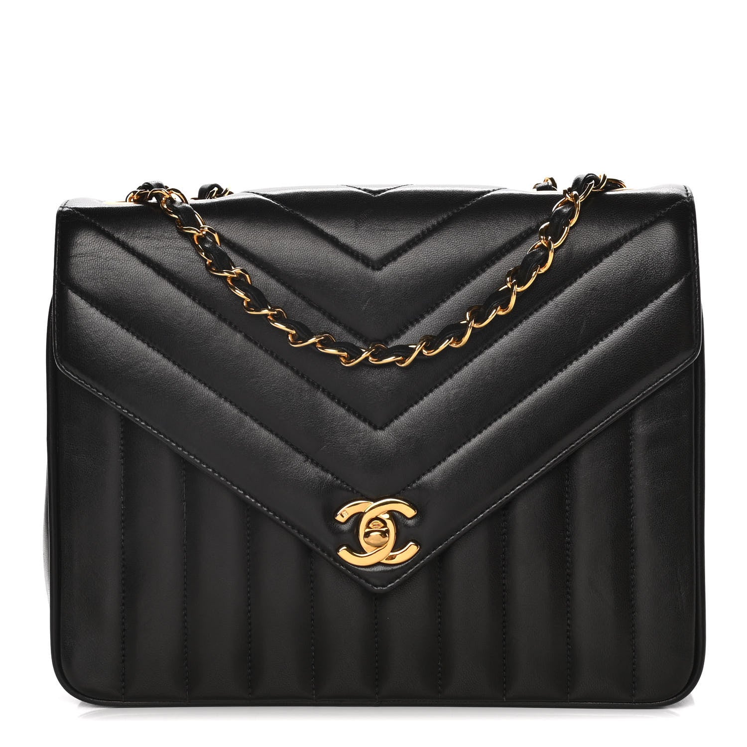 Chanel Lambskin Quilted Chevron Small Single Flap Black 1 of 19