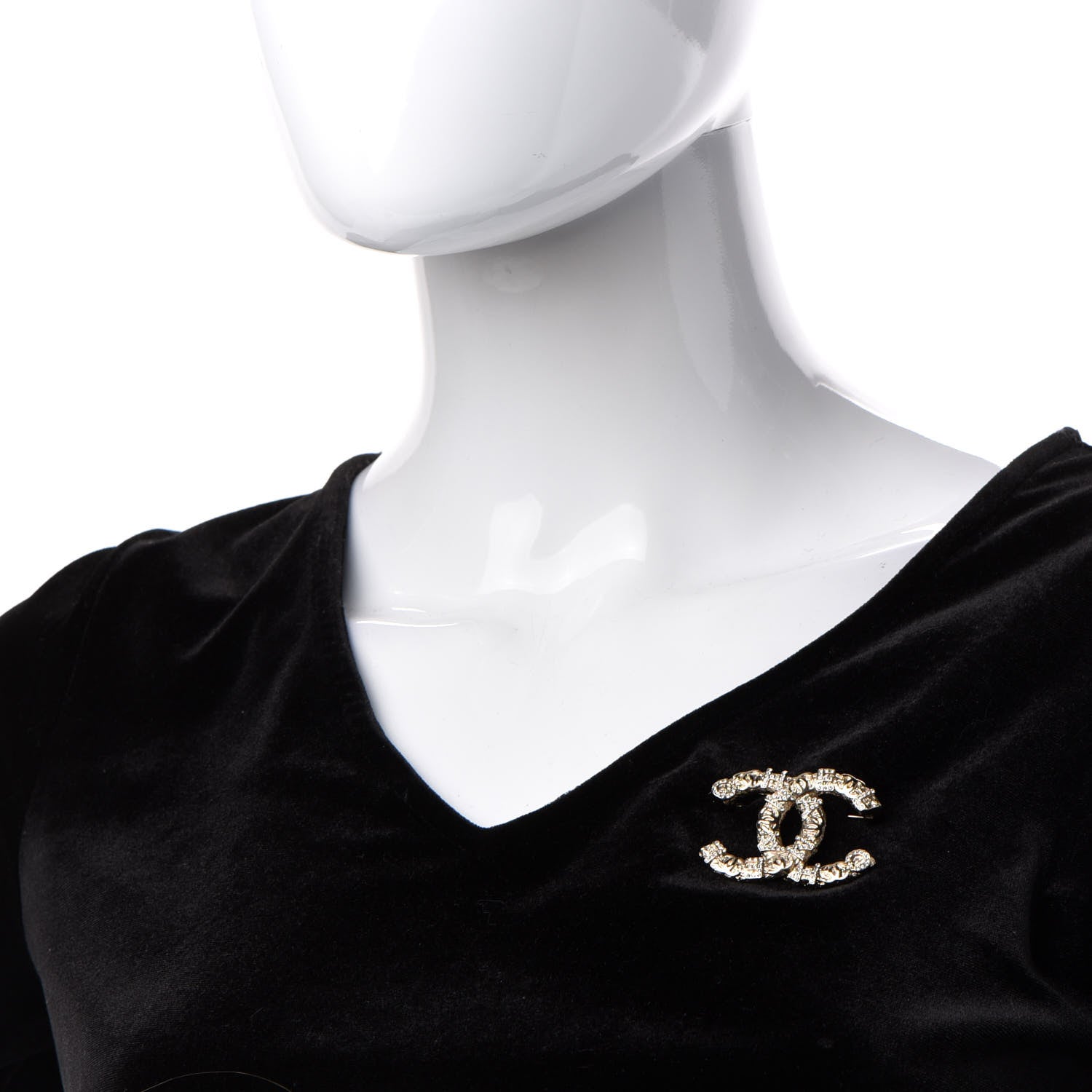 Chanel Crystal CC Logo Brooch Gold 2 of 5