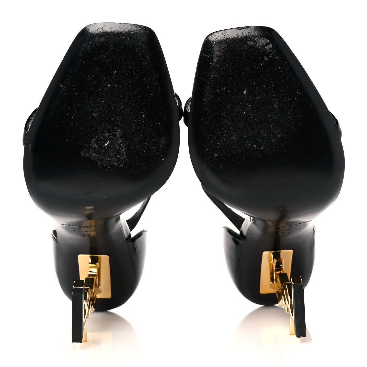 Saint Laurent Patent Calfskin Opyum 110 Sandals 39 Black Gold 5 of 7