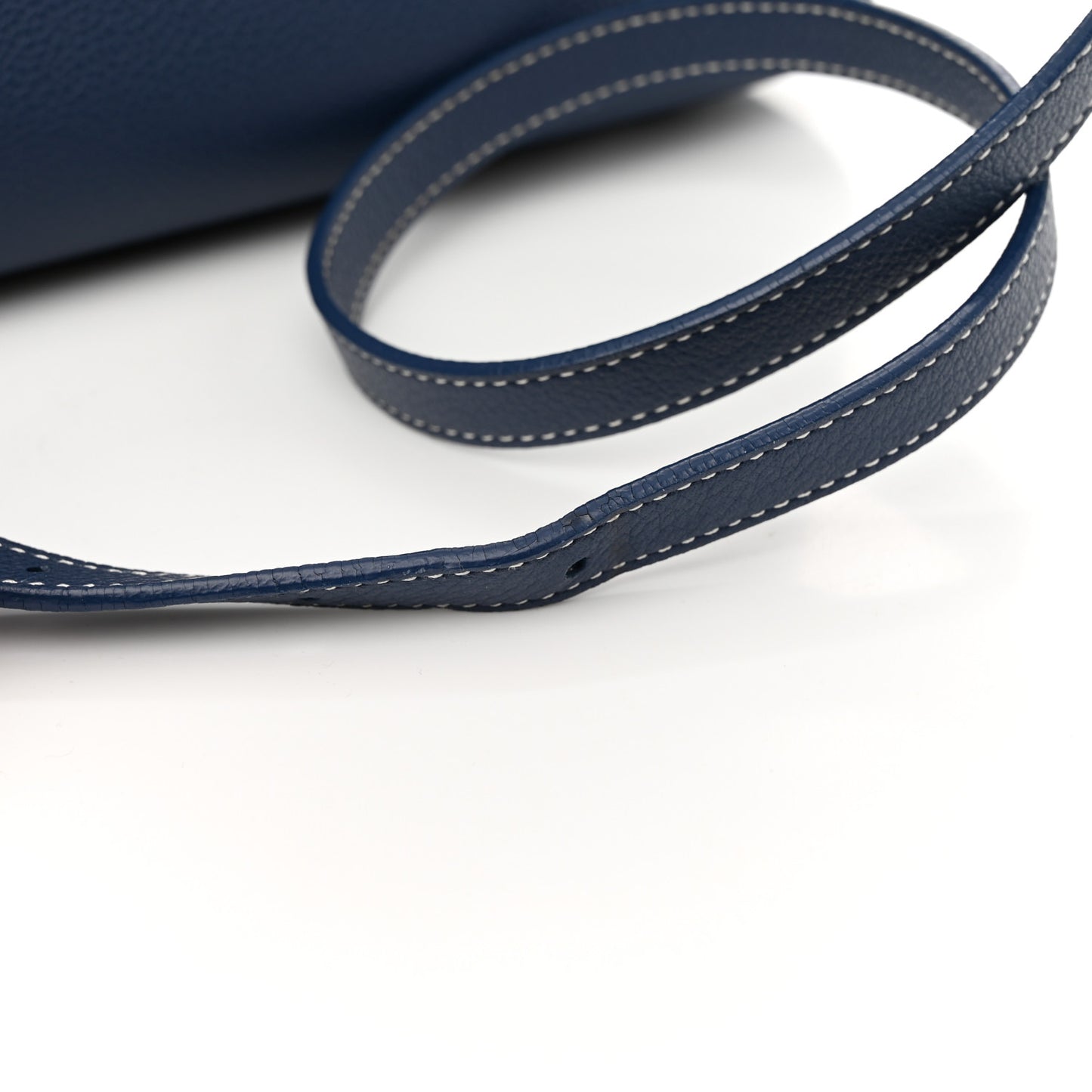 Grained Calfskin Topstitch Baby Sac De Jour Denim