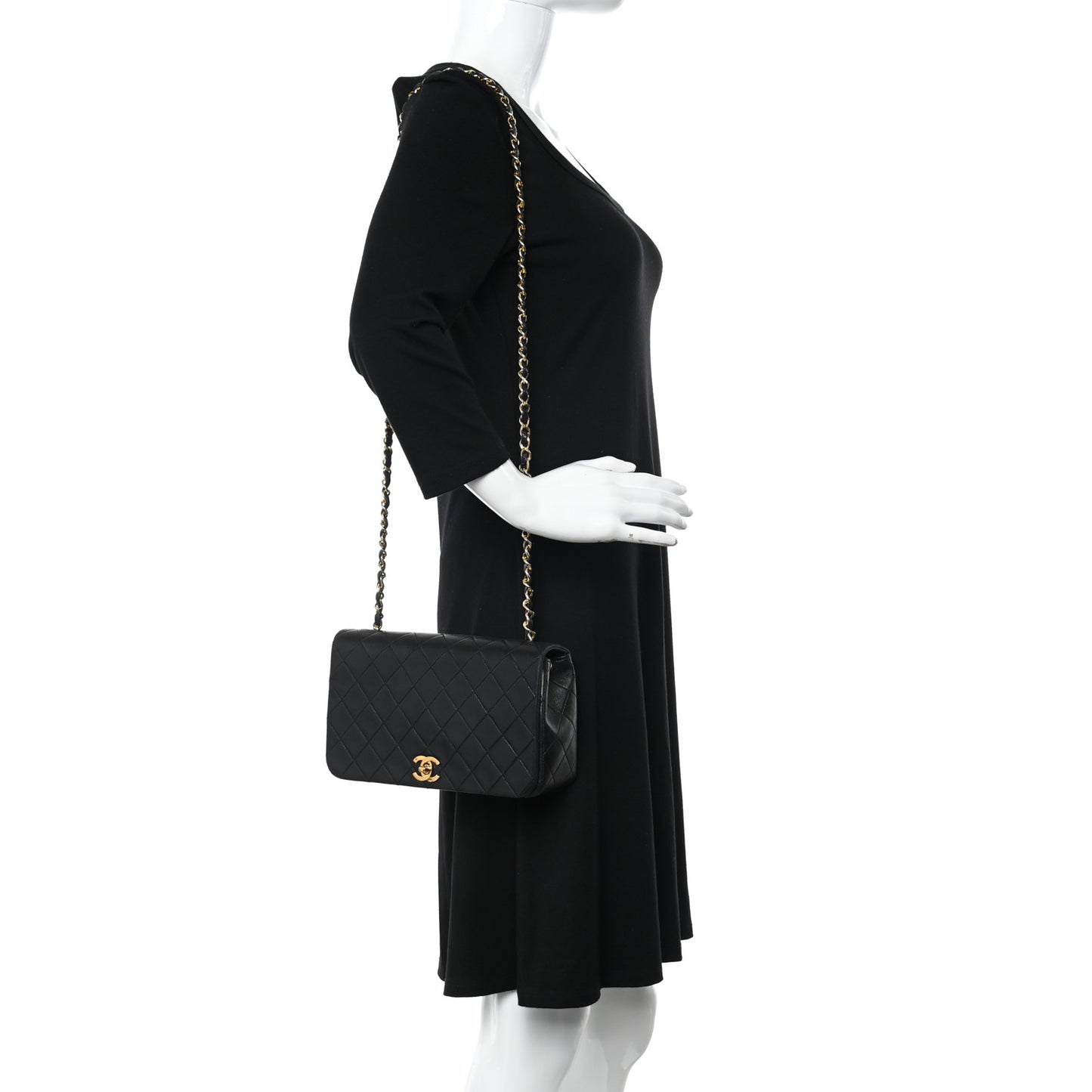 Lambskin Quilted Small Single Flap Black
