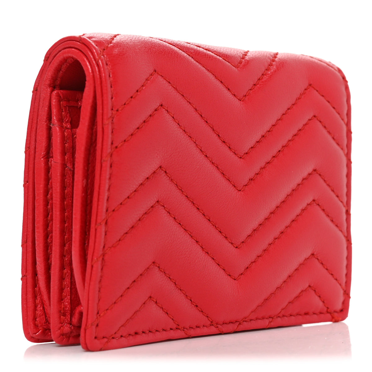 Gucci Calfskin Matelasse GG Marmont Card Case Wallet Bright Red 3 of 8