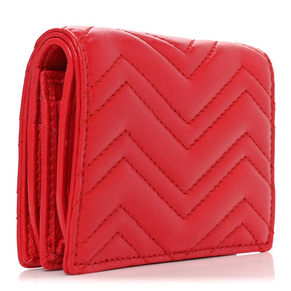 Gucci Calfskin Matelasse GG Marmont Card Case Wallet Bright Red 3 of 8