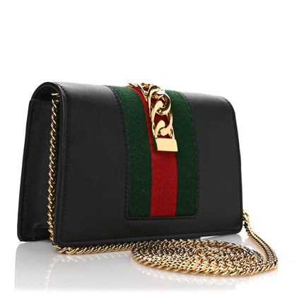 Gucci Calfskin Super Mini Sylvie Chain Shoulder Bag Black 2 of 8