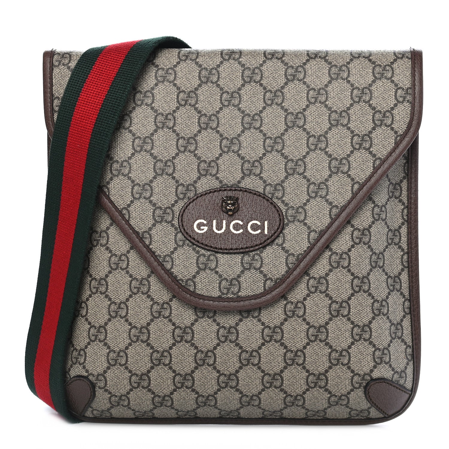 Gucci GG Supreme Monogram Web Medium Neo Vintage Flap Messenger Bag Beige New Acero 1 of 8