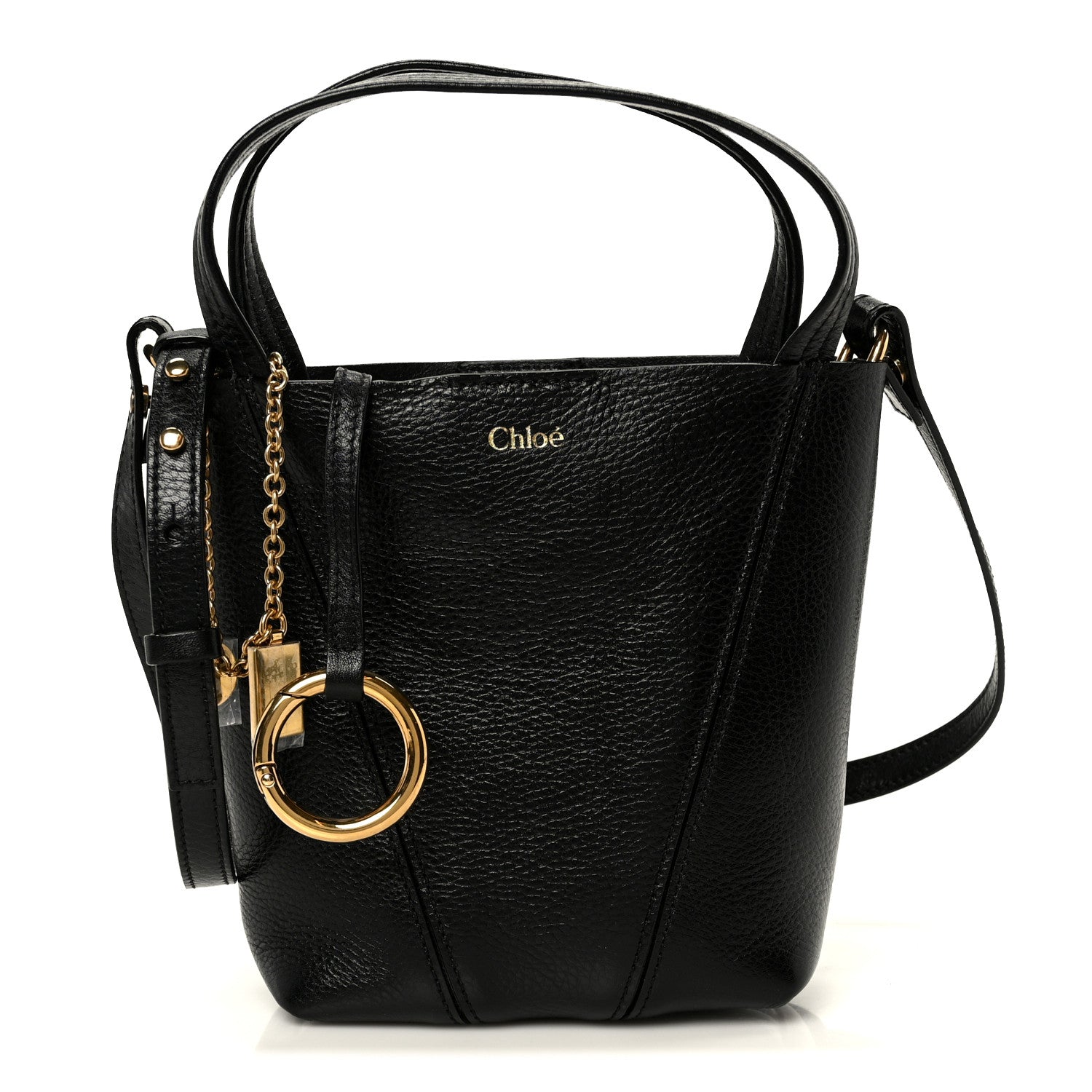 Chloe Grained Calfskin Small Spin Tote Black 1 of 10