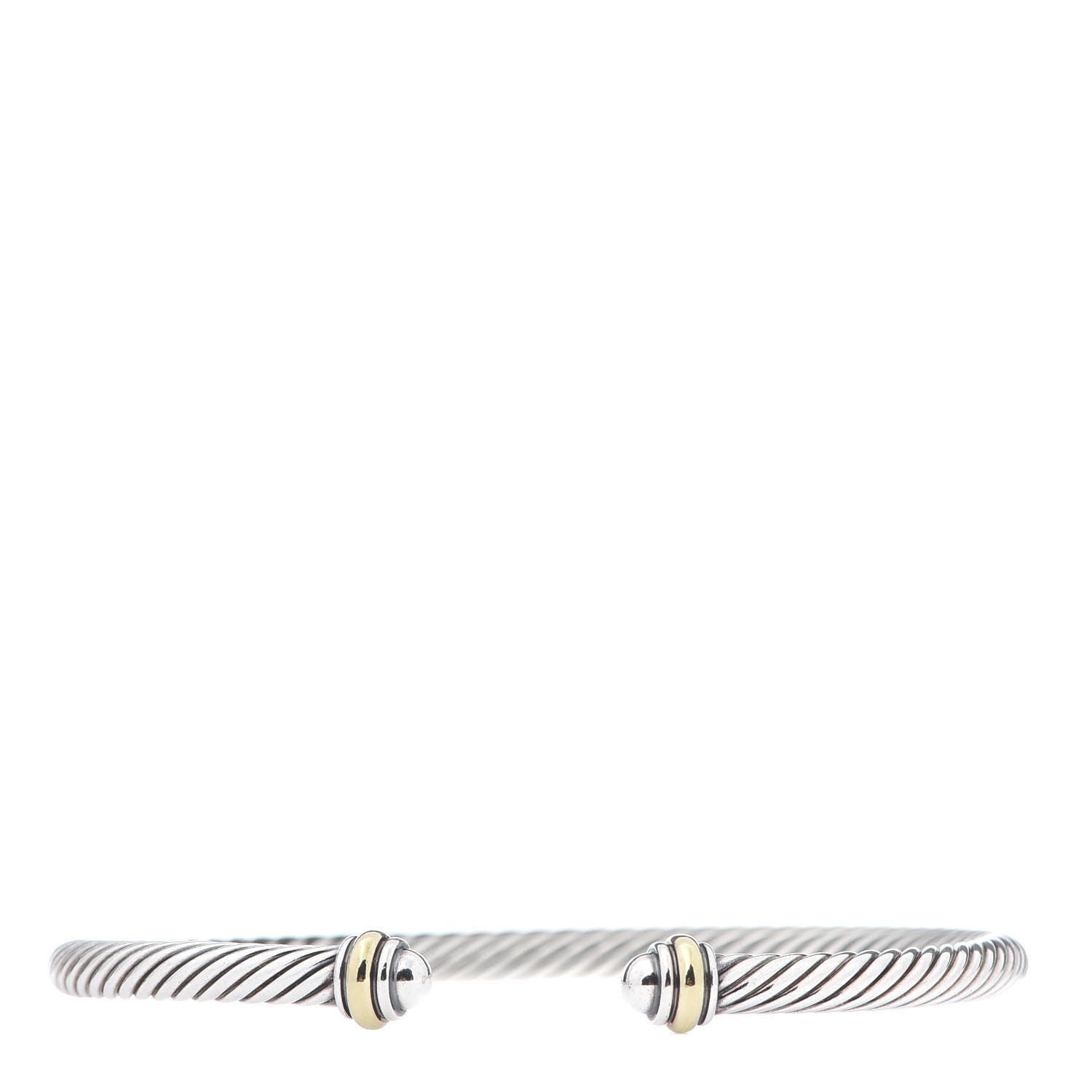 David Yurman Sterling Silver 18K Yellow Gold 4mm Cable Classics Bracelet 1 of 5
