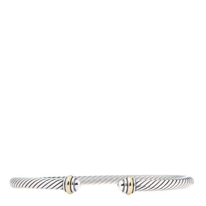 David Yurman Sterling Silver 18K Yellow Gold 4mm Cable Classics Bracelet 1 of 5