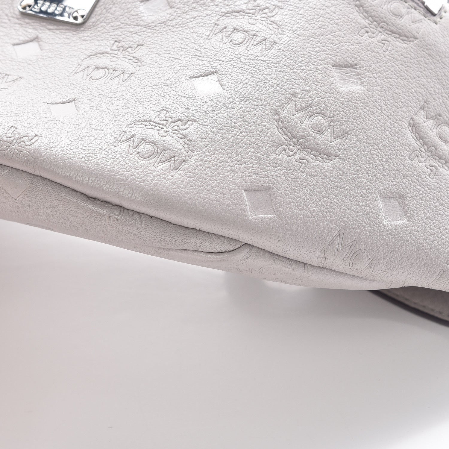 MCM Calfskin Ottomar Monogram Belt Bag Dove 6 of 9