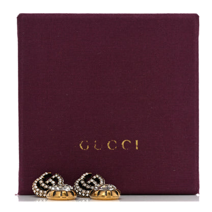 Gucci Metal Crystal Double G Drop Earrings Aged Gold 6 of 6