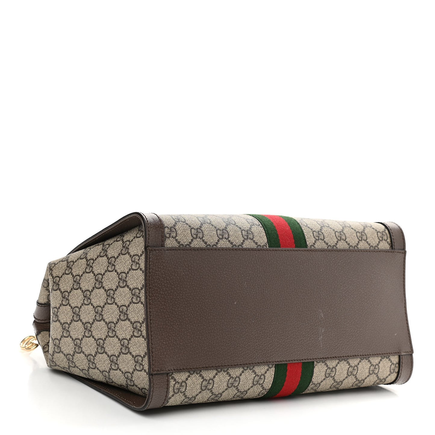 GG Supreme Monogram Web Medium Ophidia Tote Bag Brown