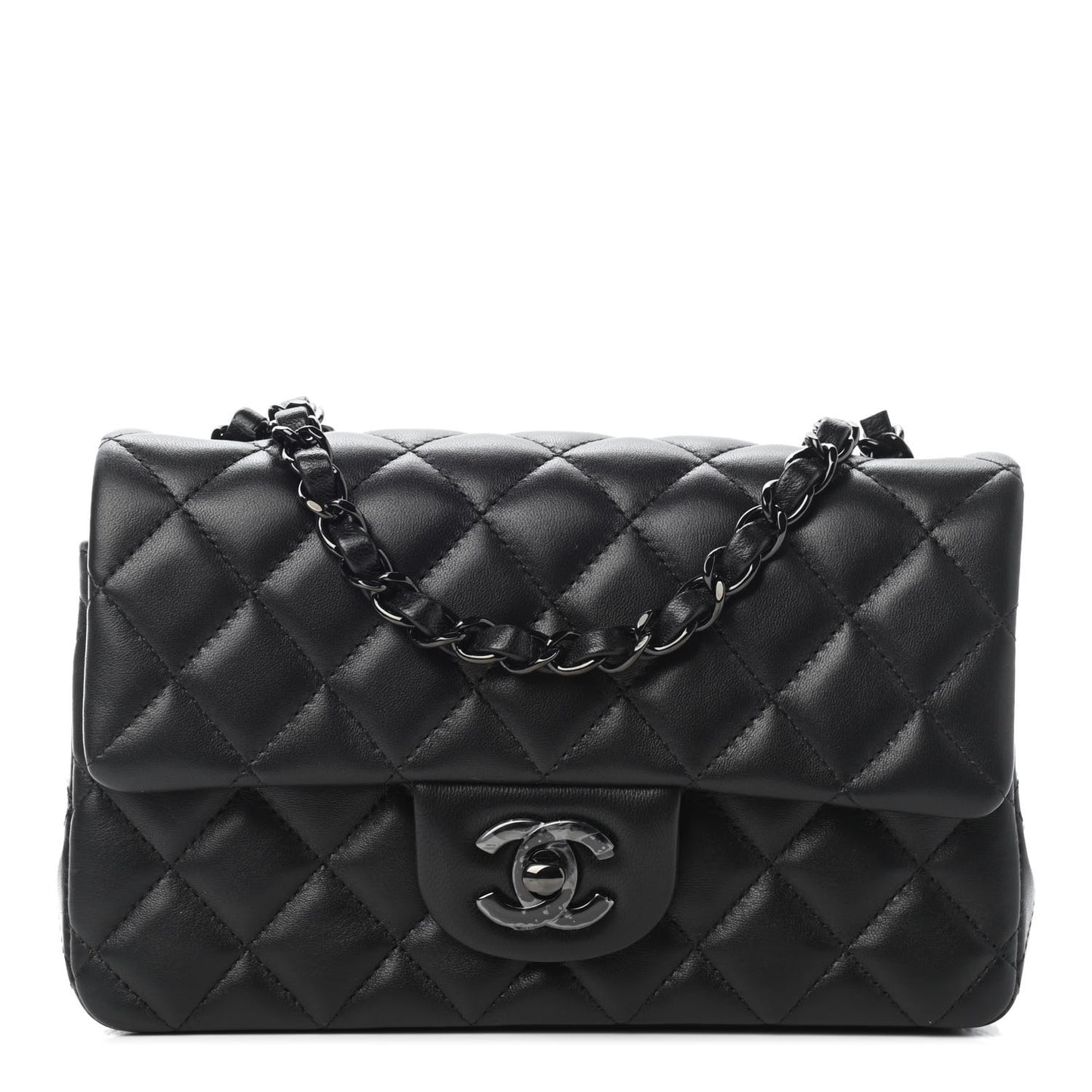 Lambskin Quilted Mini Rectangular Flap So Black