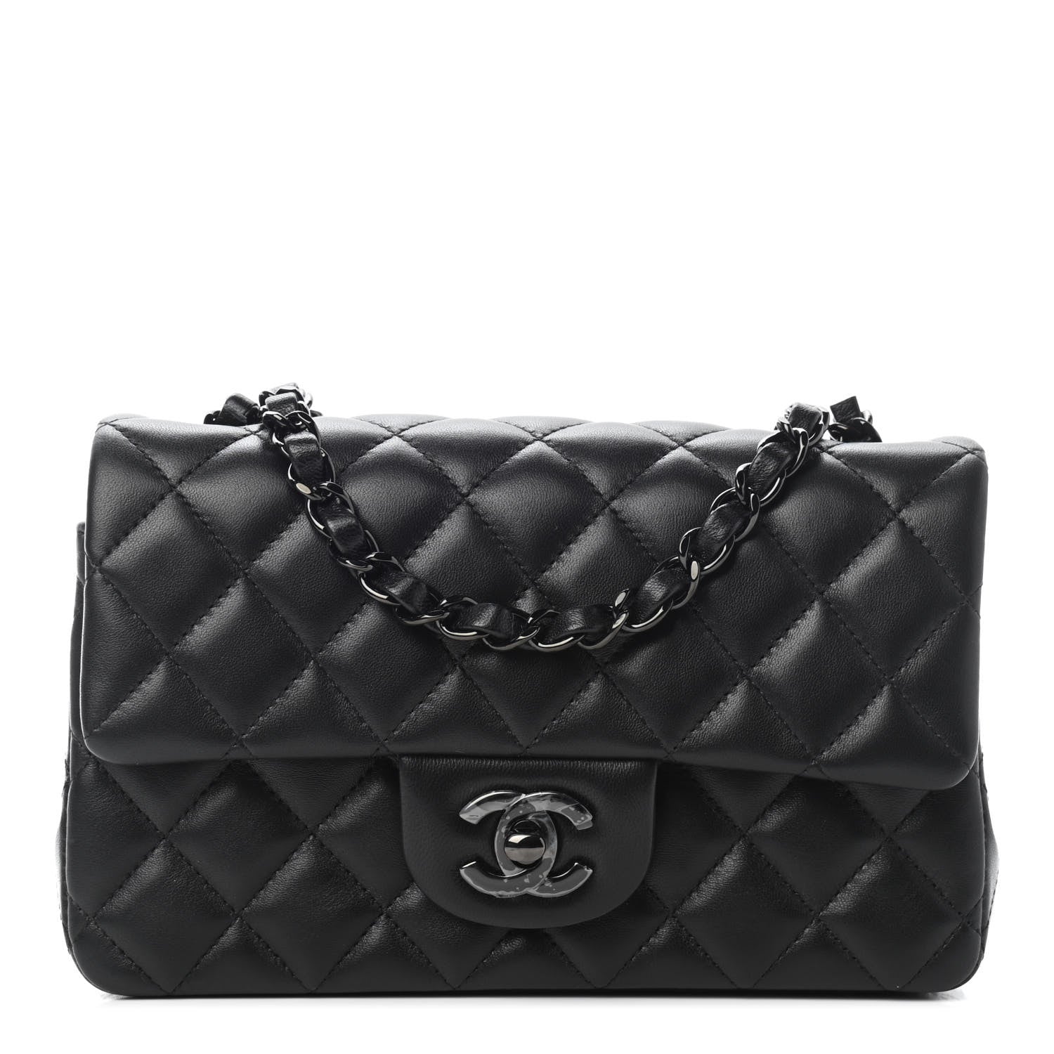 Chanel Lambskin Quilted Mini Rectangular Flap So Black 1 of 8