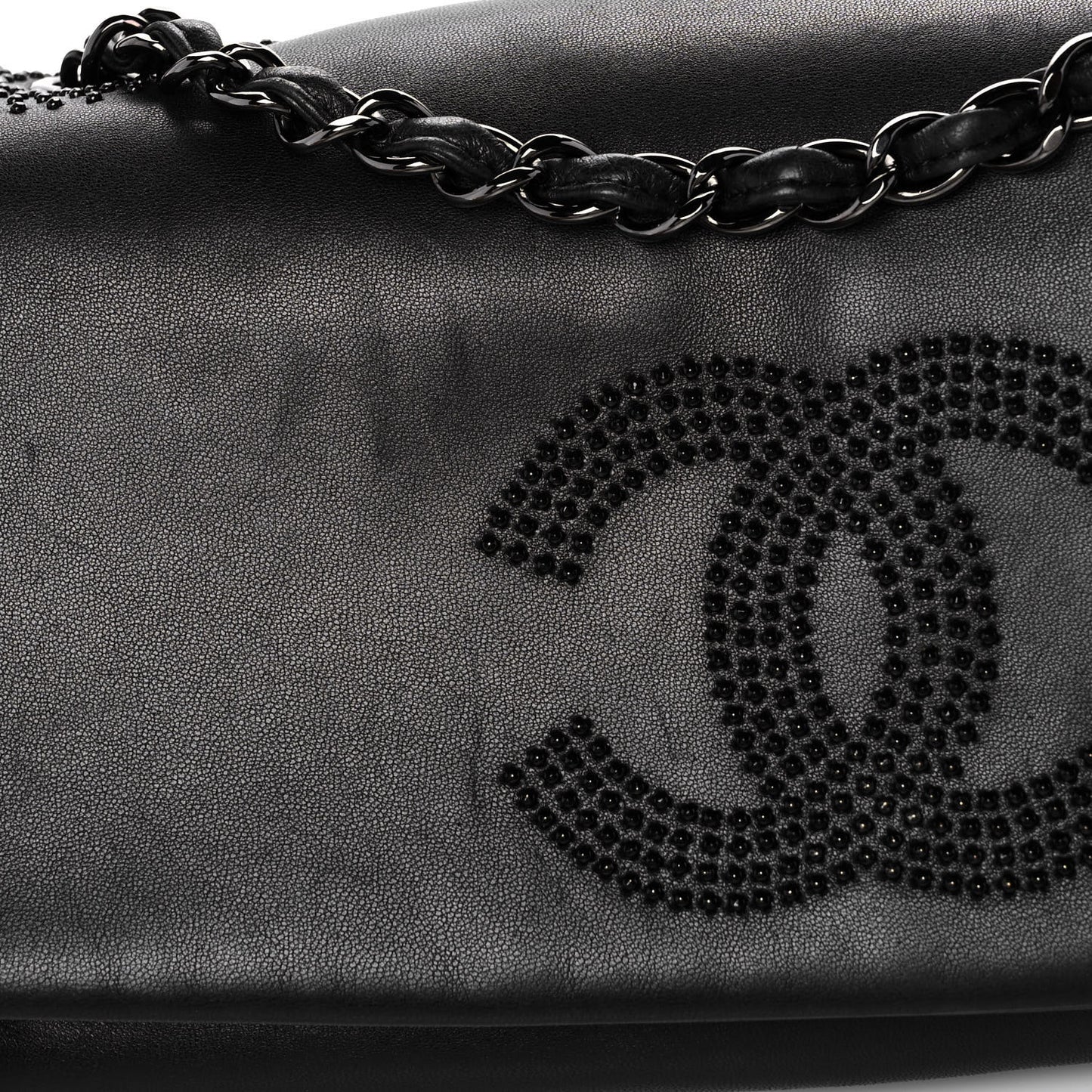 Lambskin Studded CC East West Flap Black