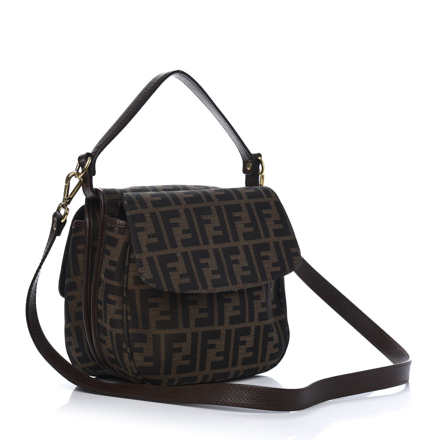 Fendi Zucca Vitello Artic Shoulder Bag Tobacco Castagna 3 of 13