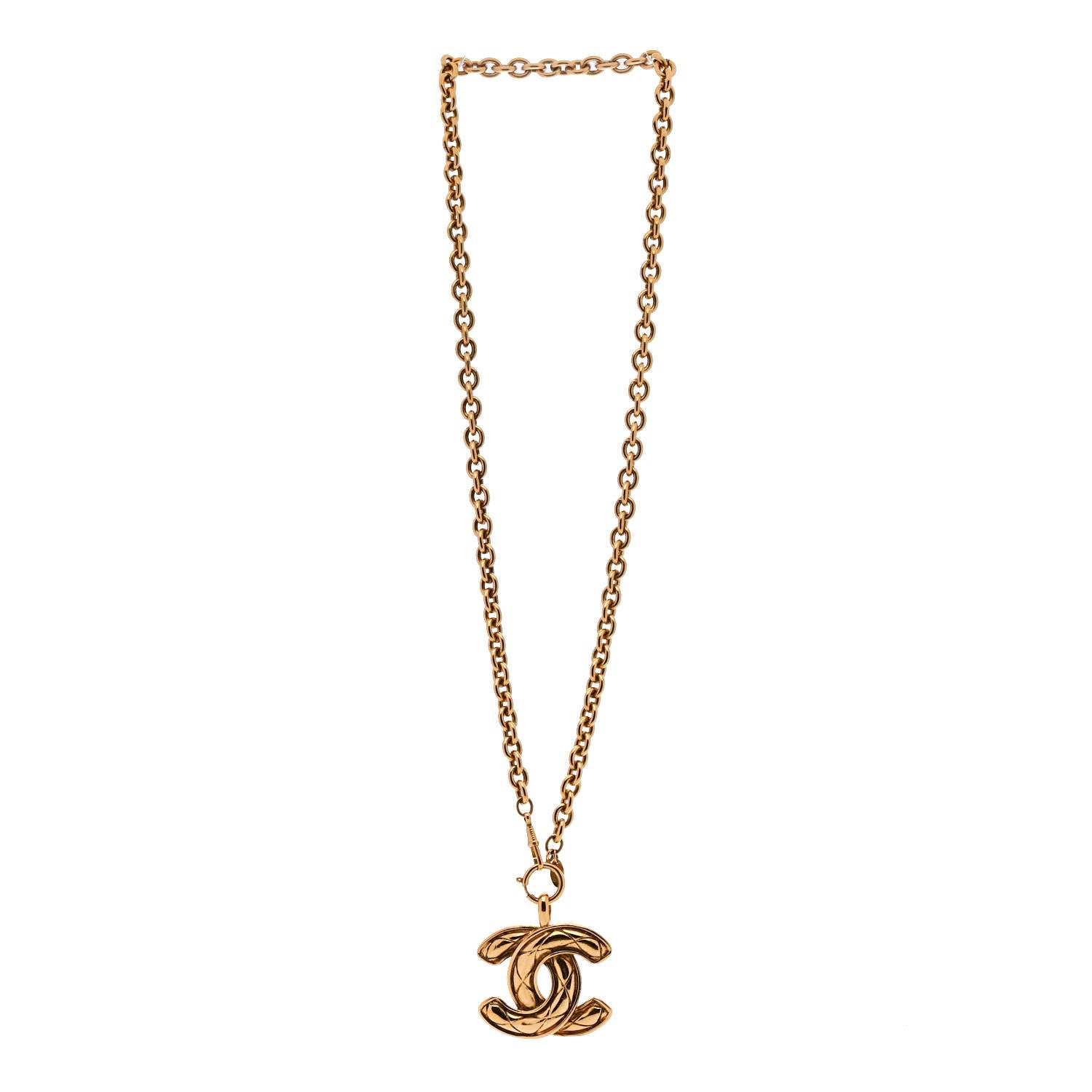 Chanel Metal Quilted CC Long Necklace Gold 3 of 7