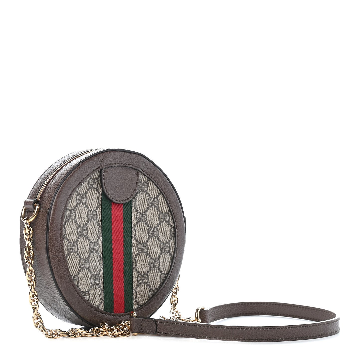 GG Supreme Monogram Web Mini Ophidia Round Shoulder Bag Brown