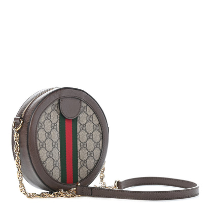 Gucci GG Supreme Monogram Web Mini Ophidia Round Shoulder Bag Brown 3 of 9