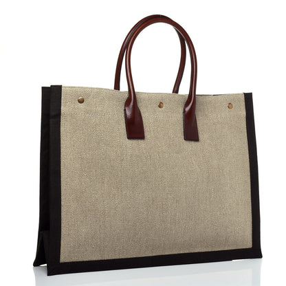 Saint Laurent Linen Calfskin Rive Gauche Tote Natural 3 of 11