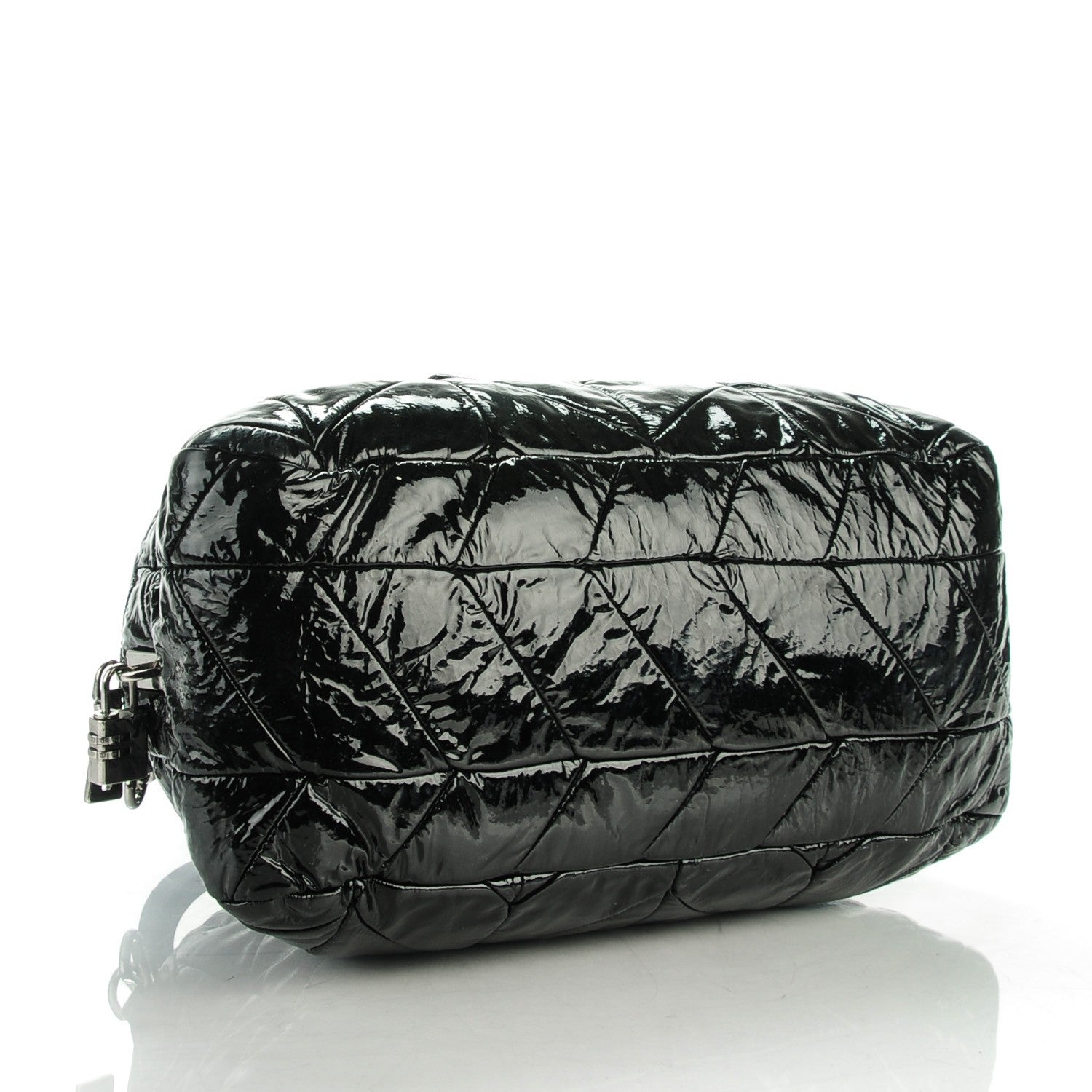 Prada Vernice Chevron Dome Satchel Black 4 of 8