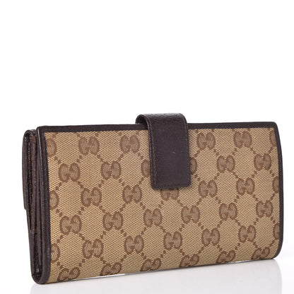 Gucci Monogram Metal Bar Continental Flap Wallet Beige Ebony Dark Brown 3 of 8