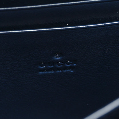 Gucci Vintage Effect Calfskin Matelasse Diagonal Torchon GG Marmont Chain Wallet Blue Agata Mystic White 6 of 9