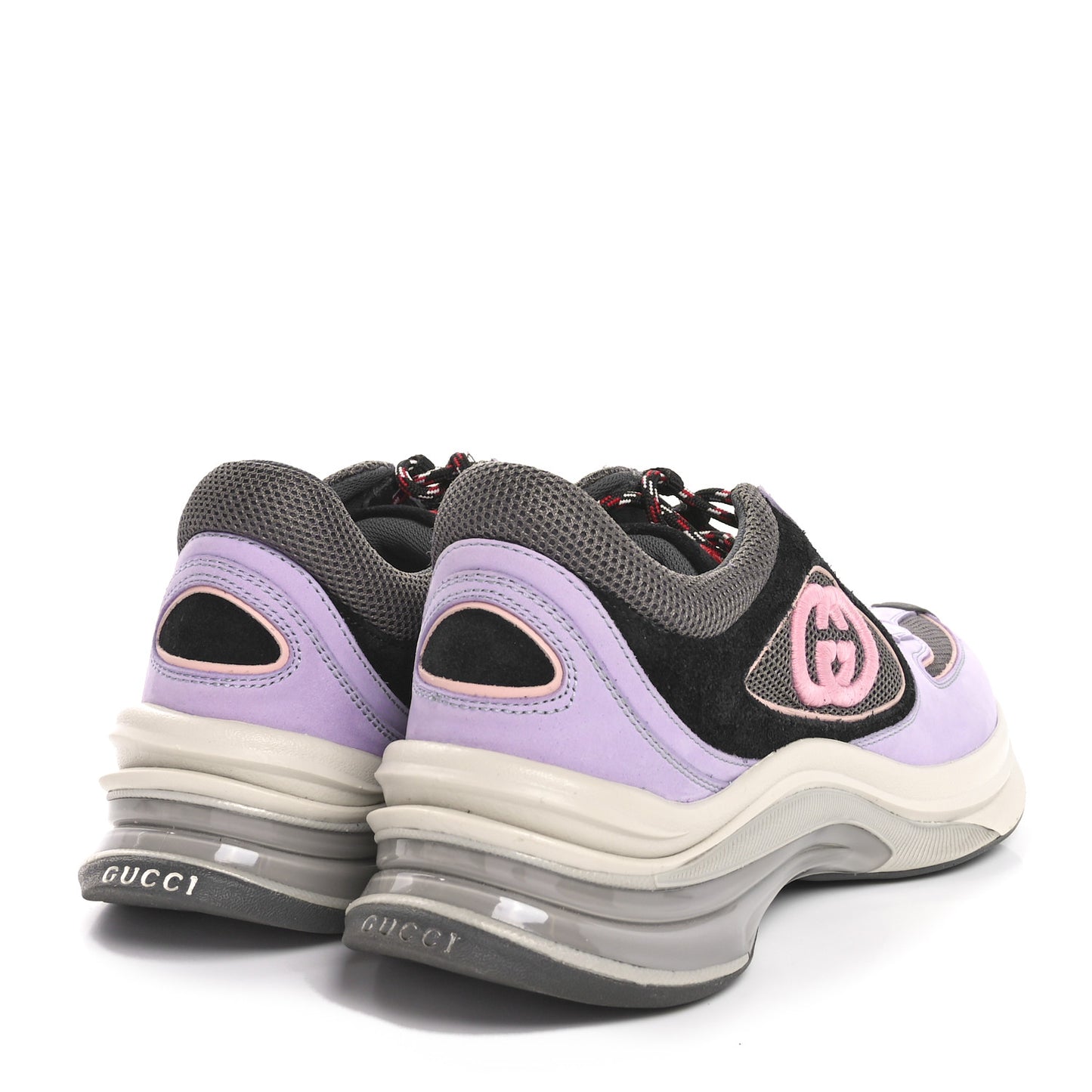 Technical Knit Fabric Suede Calfskin Womens Gucci Run Sneakers 38.5 38.5