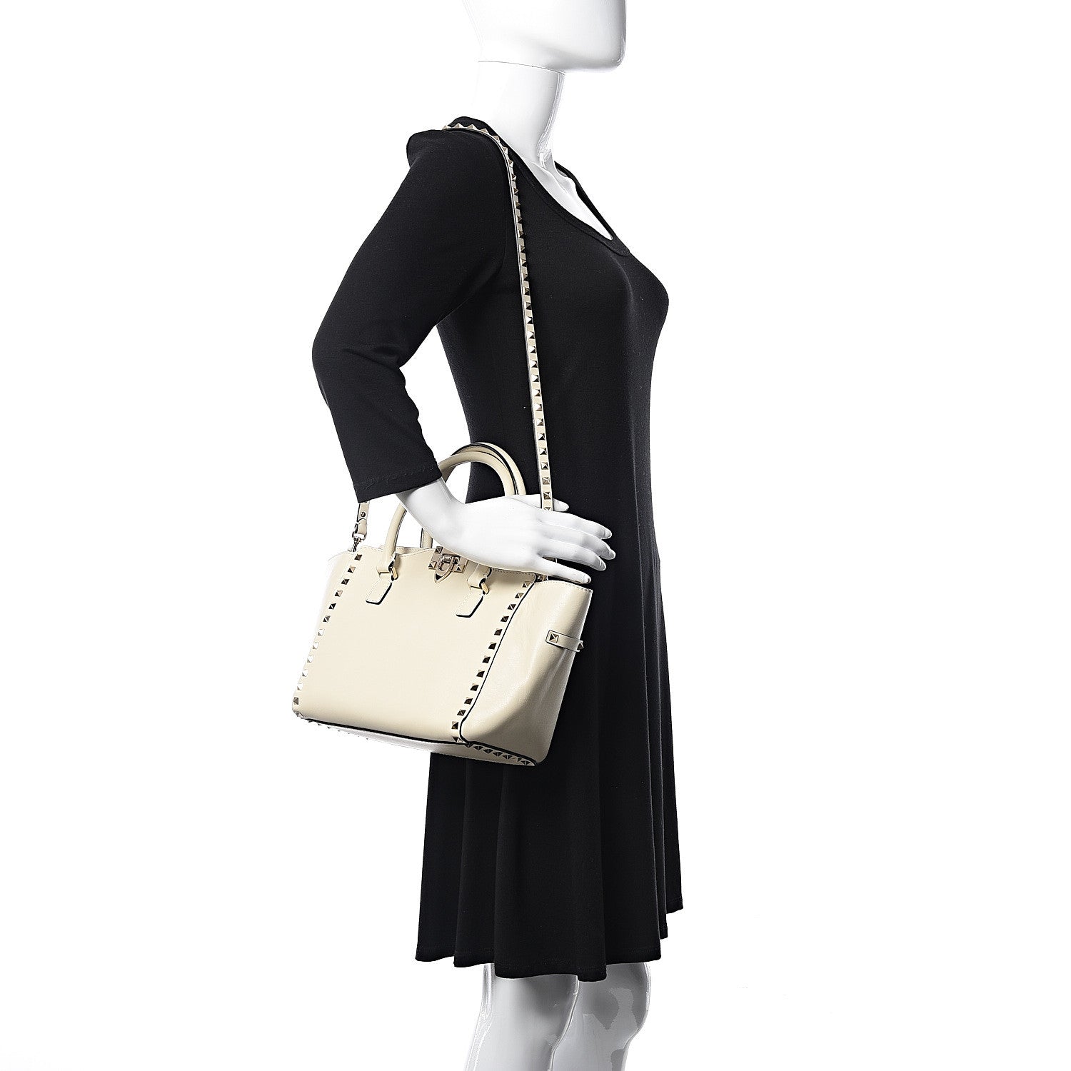 Valentino Garavani Vitello Small Rockstud Double Handle Tote Ivory 2 of 12