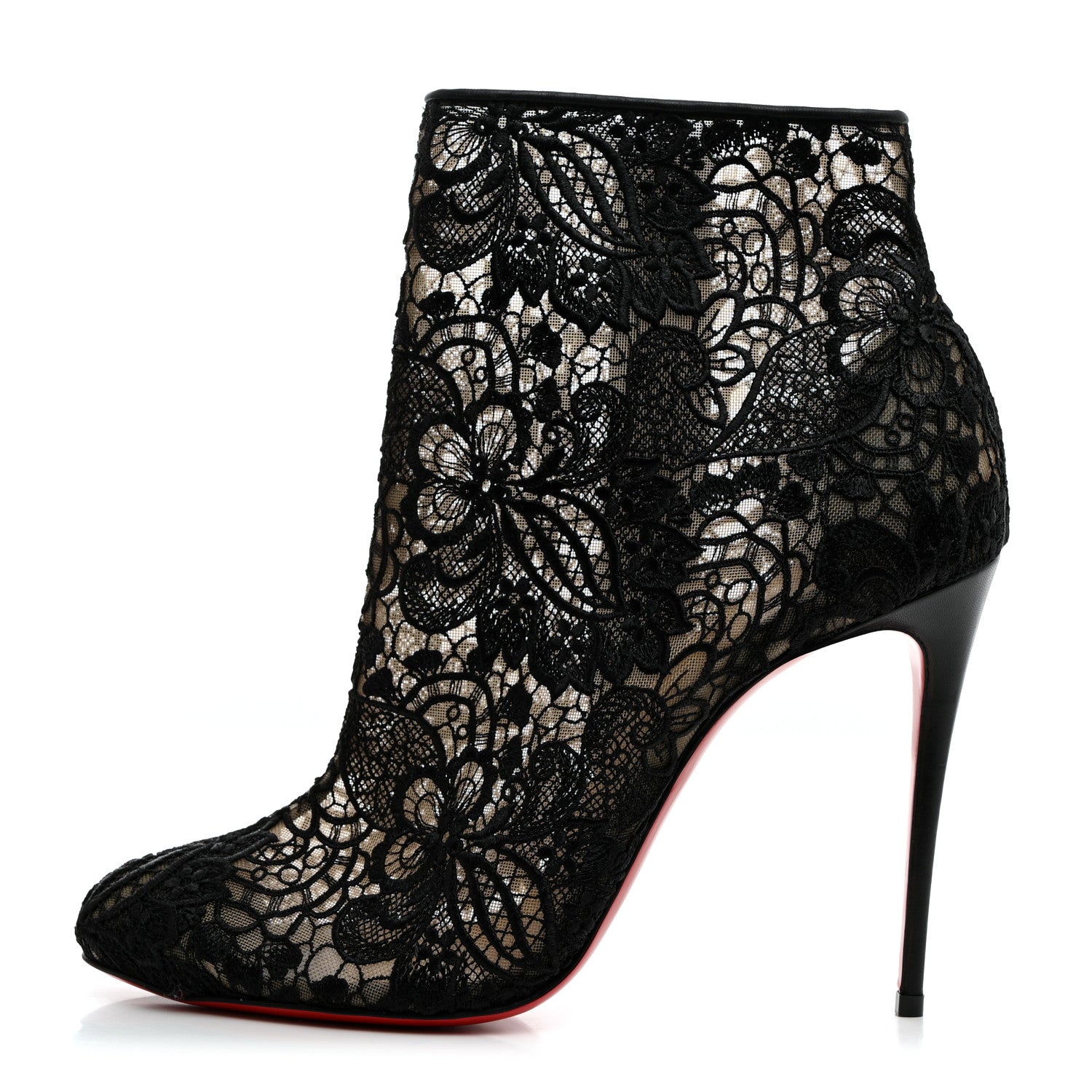 Christian Louboutin Mesh Guipure Wax Lace Kid Miss Tennis 100 Ankle Boots 40 Black 1 of 8