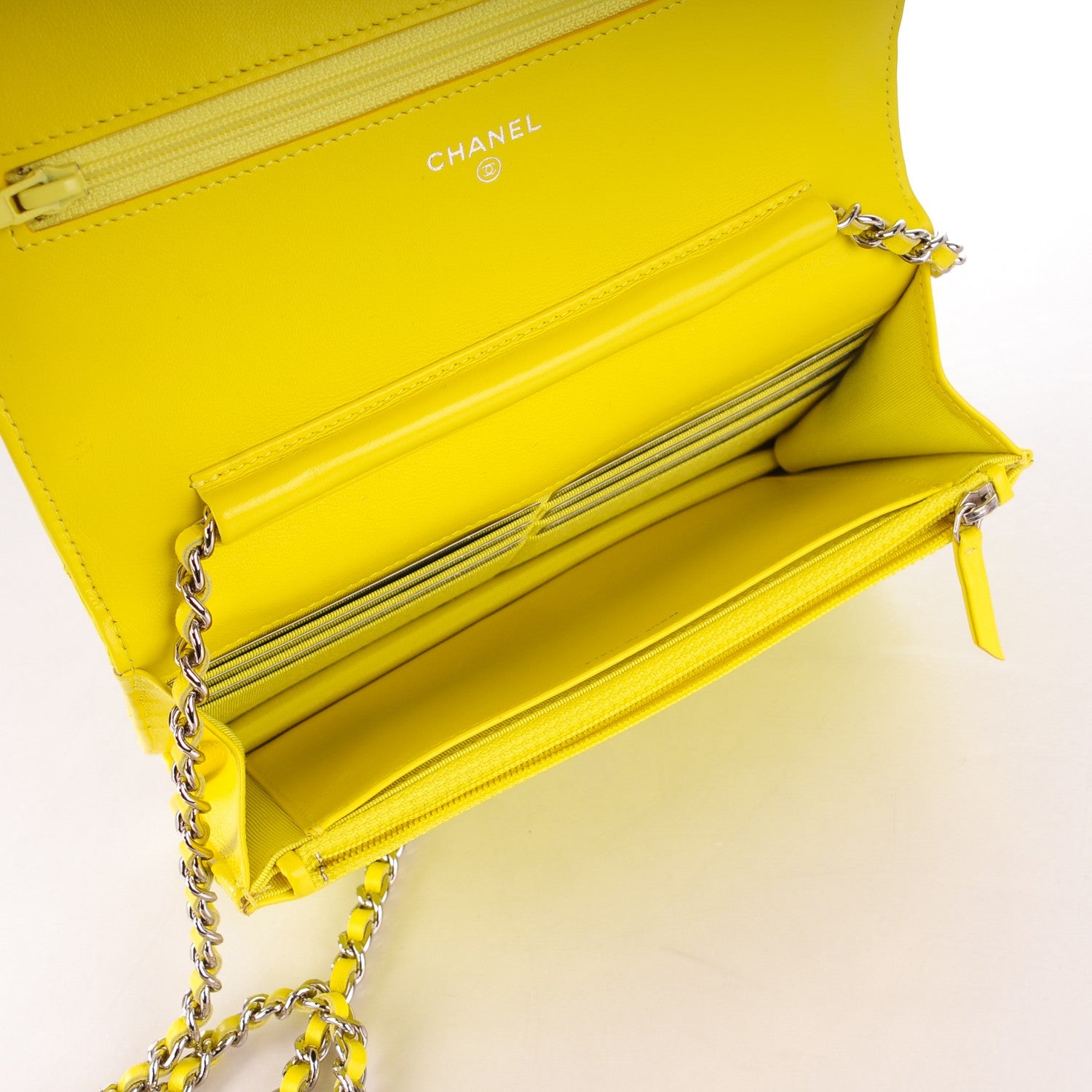 Chanel Patent Quilted Wallet On Chain WOC Light Green 5 of 8