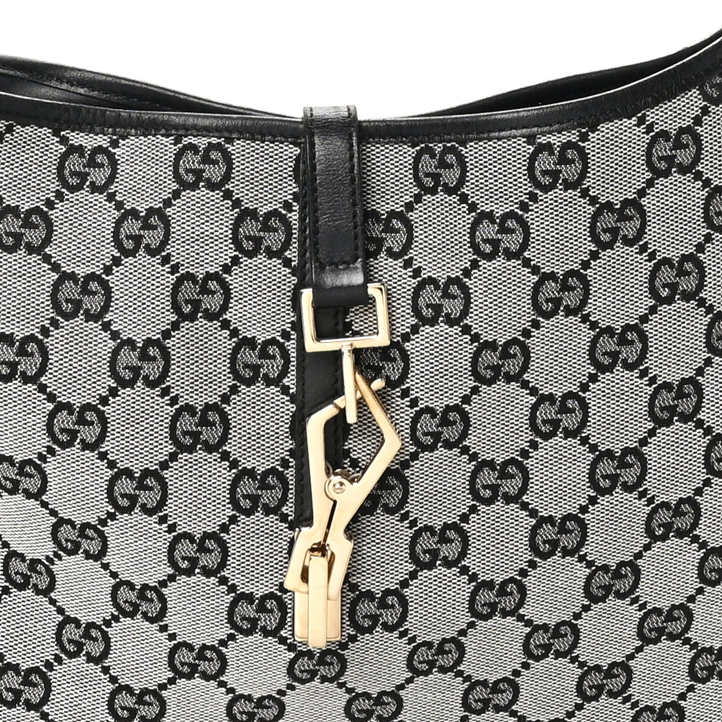 Monogram Lobster Clasp Jackie O Hobo Beige Black