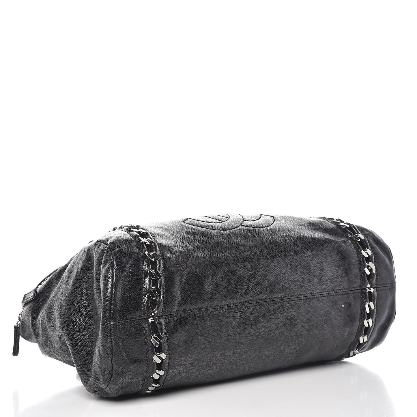 Glazed Caviar Modern Chain Tote Black