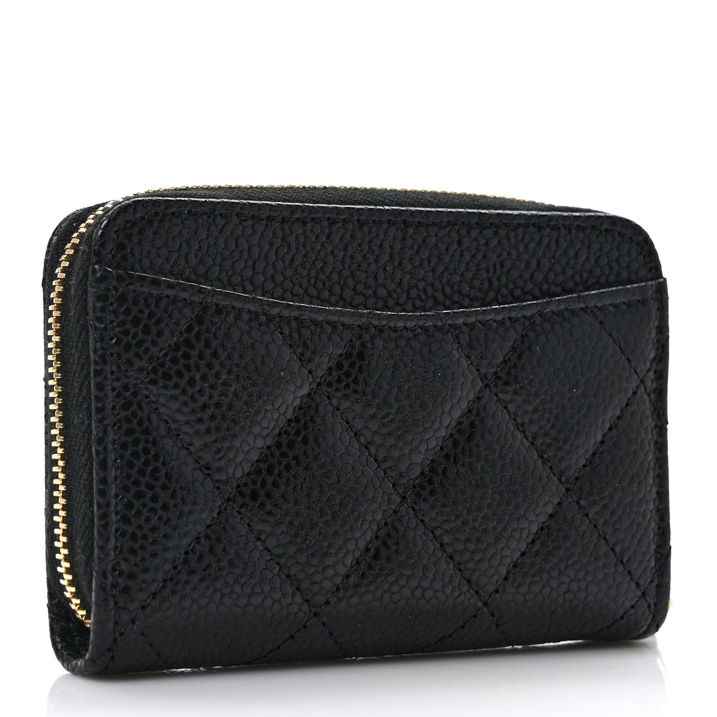 Caviar Quilted Zip Coin Purse Black