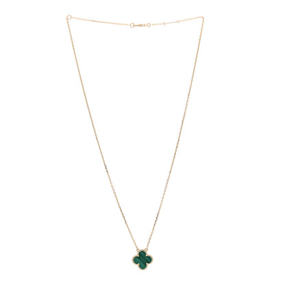 Van Cleef & Arpels 18K Yellow Gold Malachite Vintage Alhambra Pendant Necklace 3 of 5