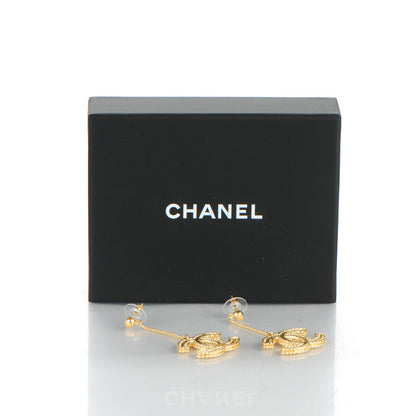 Chanel CC Drop Earrings Matte Gold 4 of 4