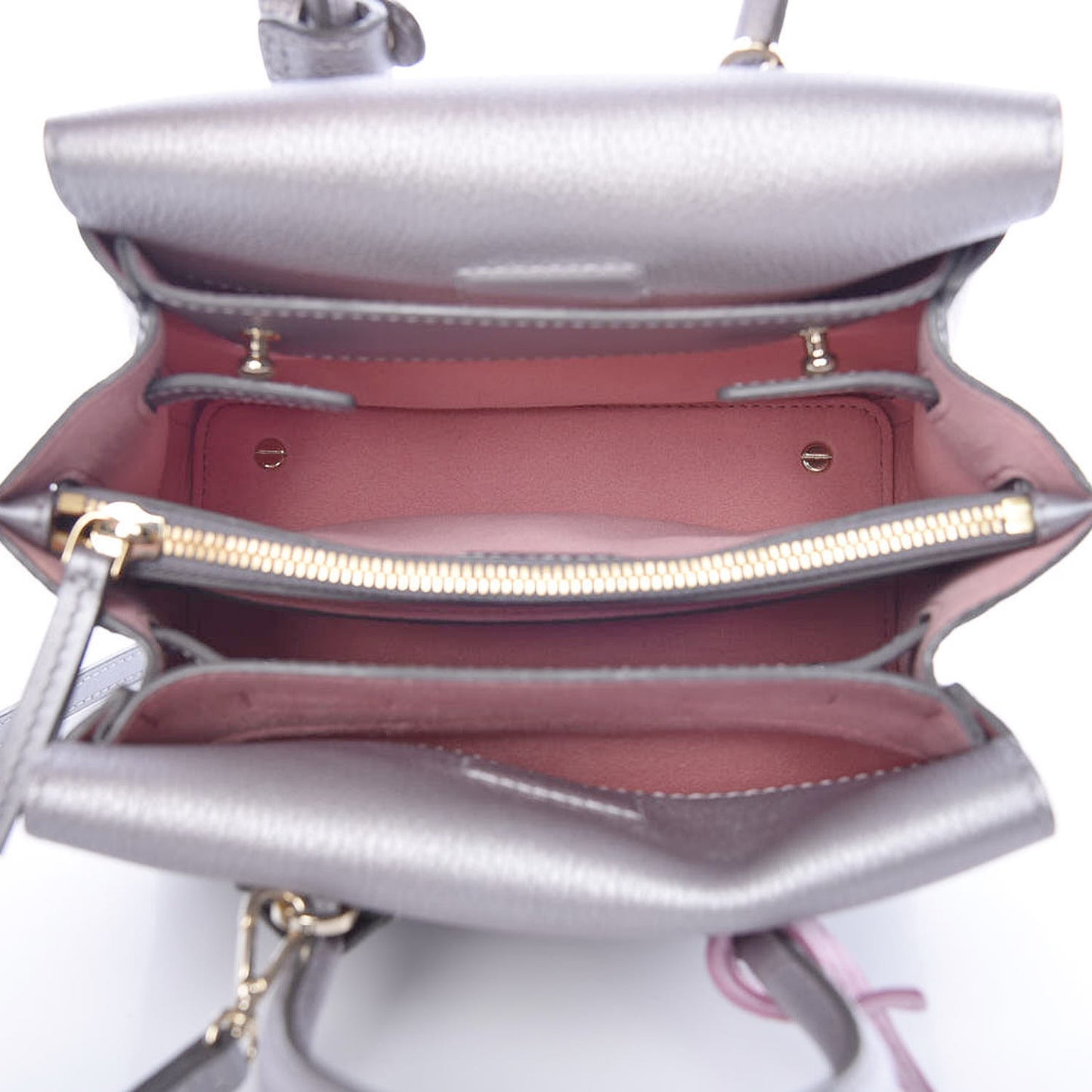 Metallic Grained Calfskin Mini Milla Tote Spike Silver