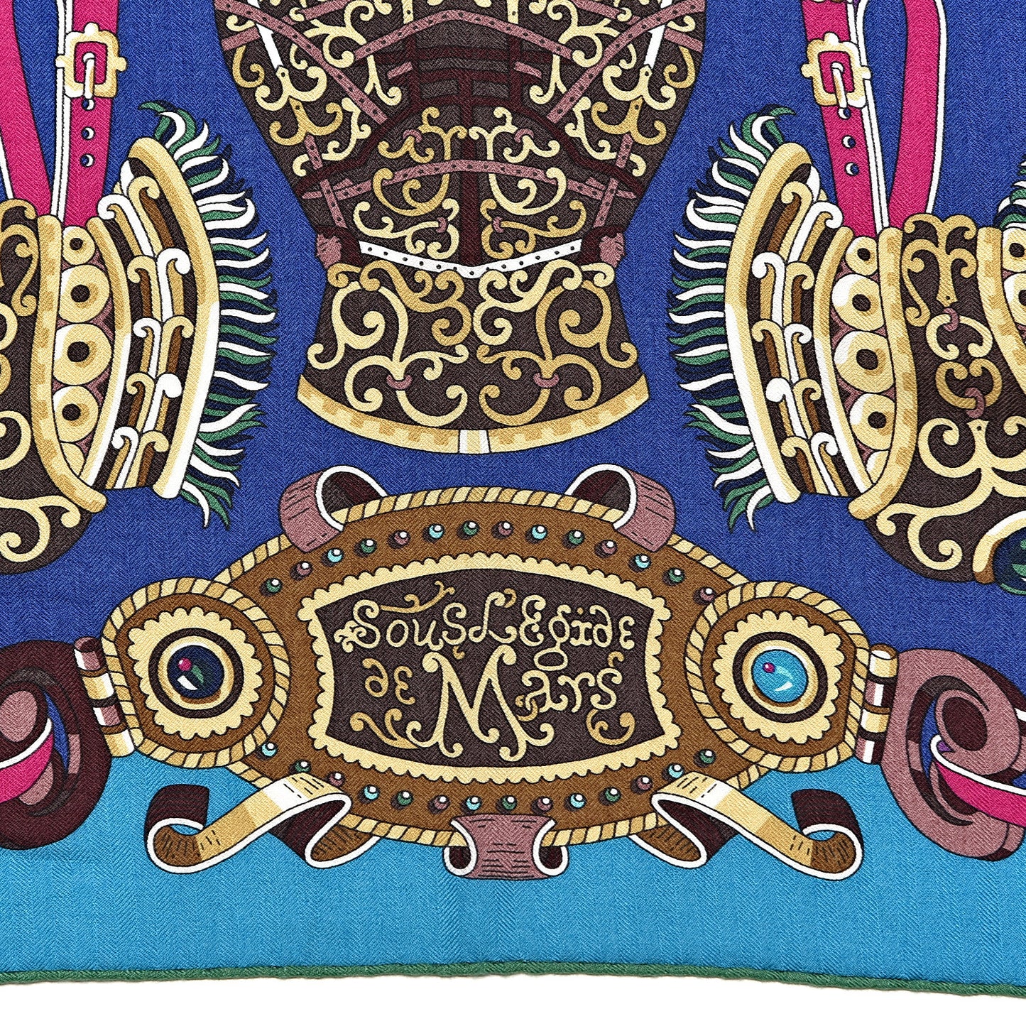 Cashmere Silk Sous L'Egide De Mars Shawl 140 Canard Bleu Nuit Fuchsia