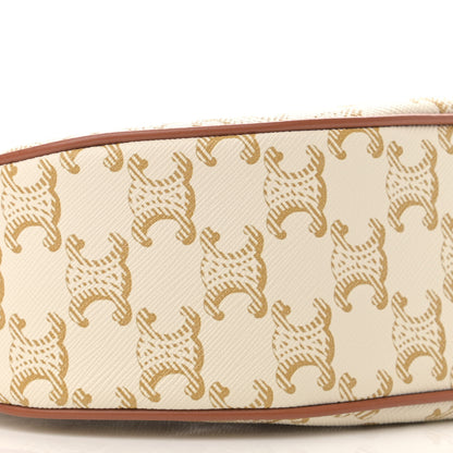 Celine Canvas Calfskin Ava Triomphe Shoulder Bag White 10 of 11