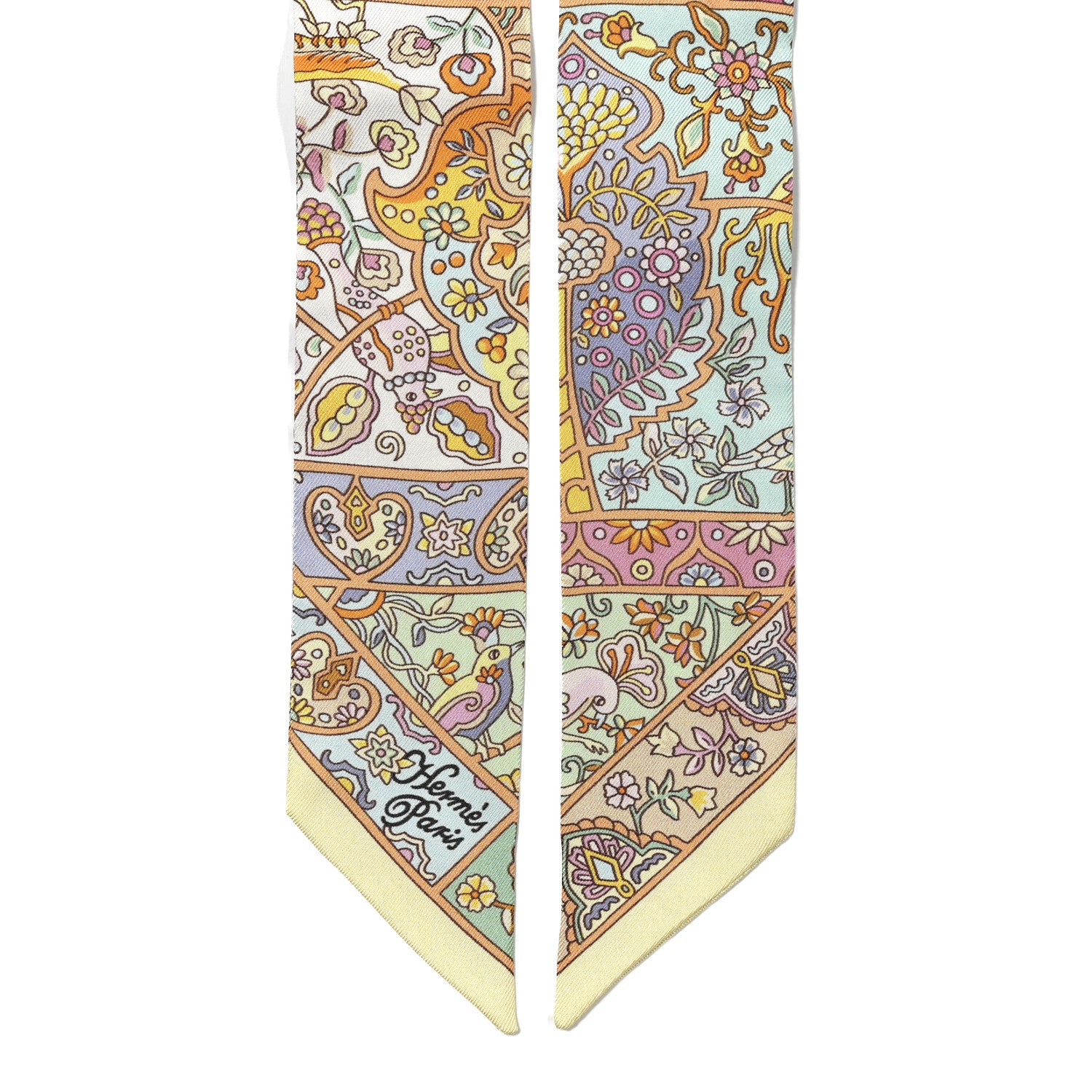 Hermes Silk Au Pays Des Oiseaux Fleurs Twilly 2 of 3