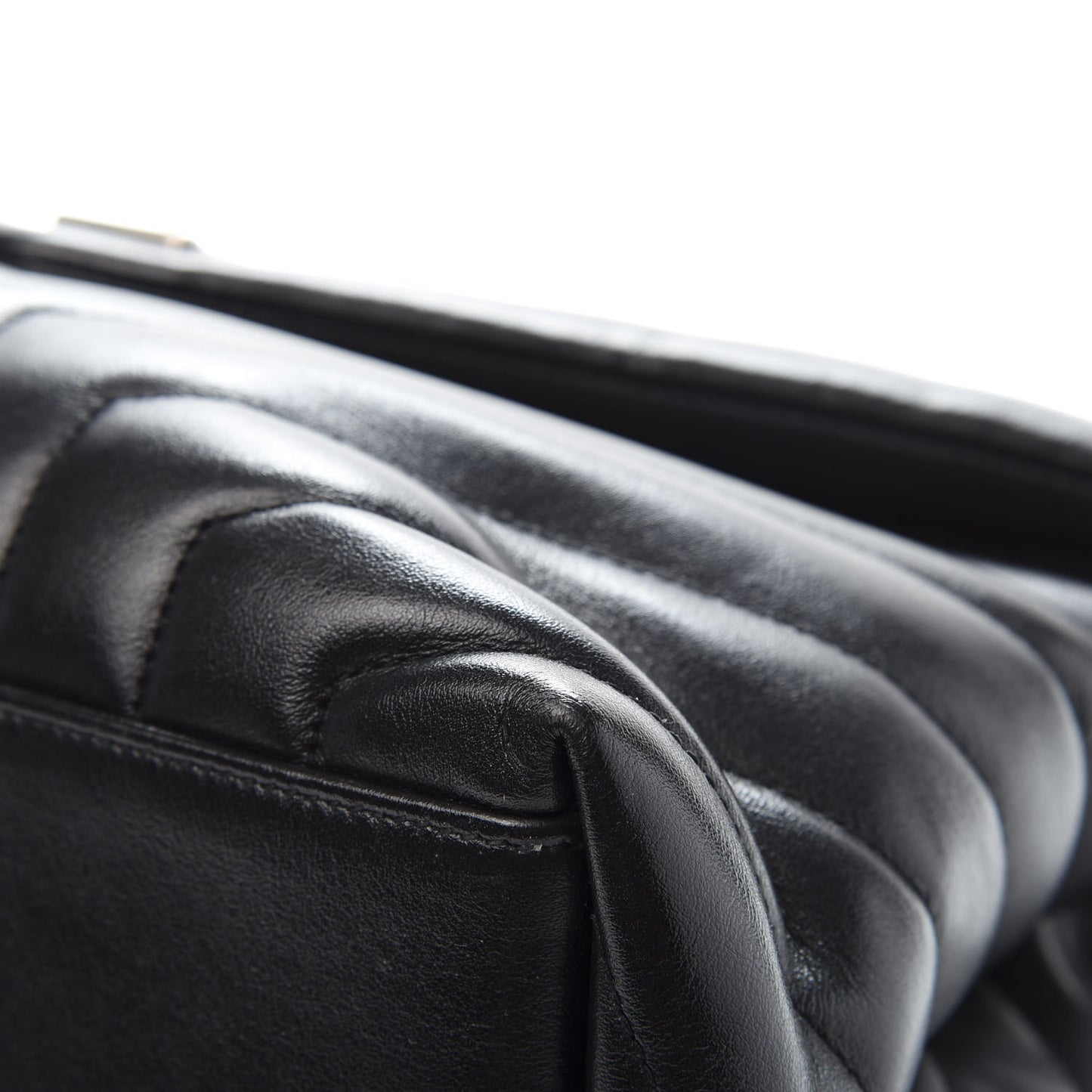 Calfskin Y Quilted Monogram Medium Loulou Chain Satchel Black