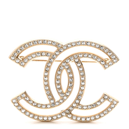 Chanel Crystal CC Brooch Light Gold 1 of 4